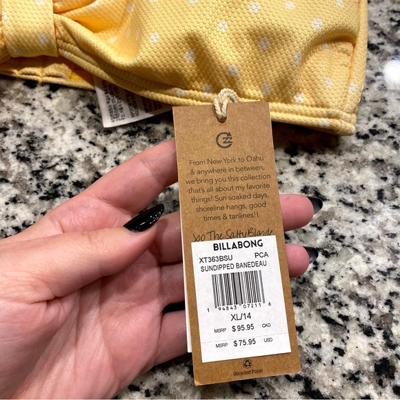 Billabong x Salty Blonde Yellow Polka Dot Bikini Set Size XL New with Tags - Picture 8 of 13